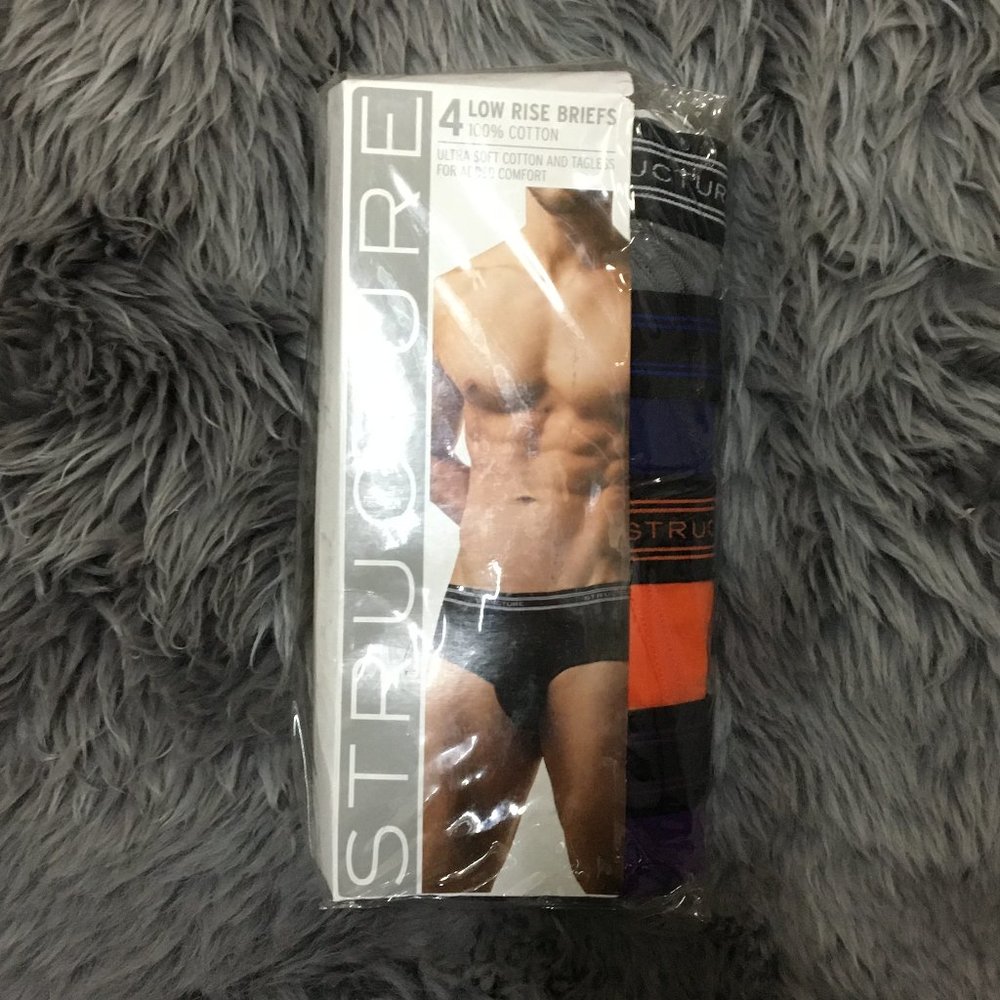 Structure | Men's Low Rise Briefs | 4 Pack  Multicolour | Size Large